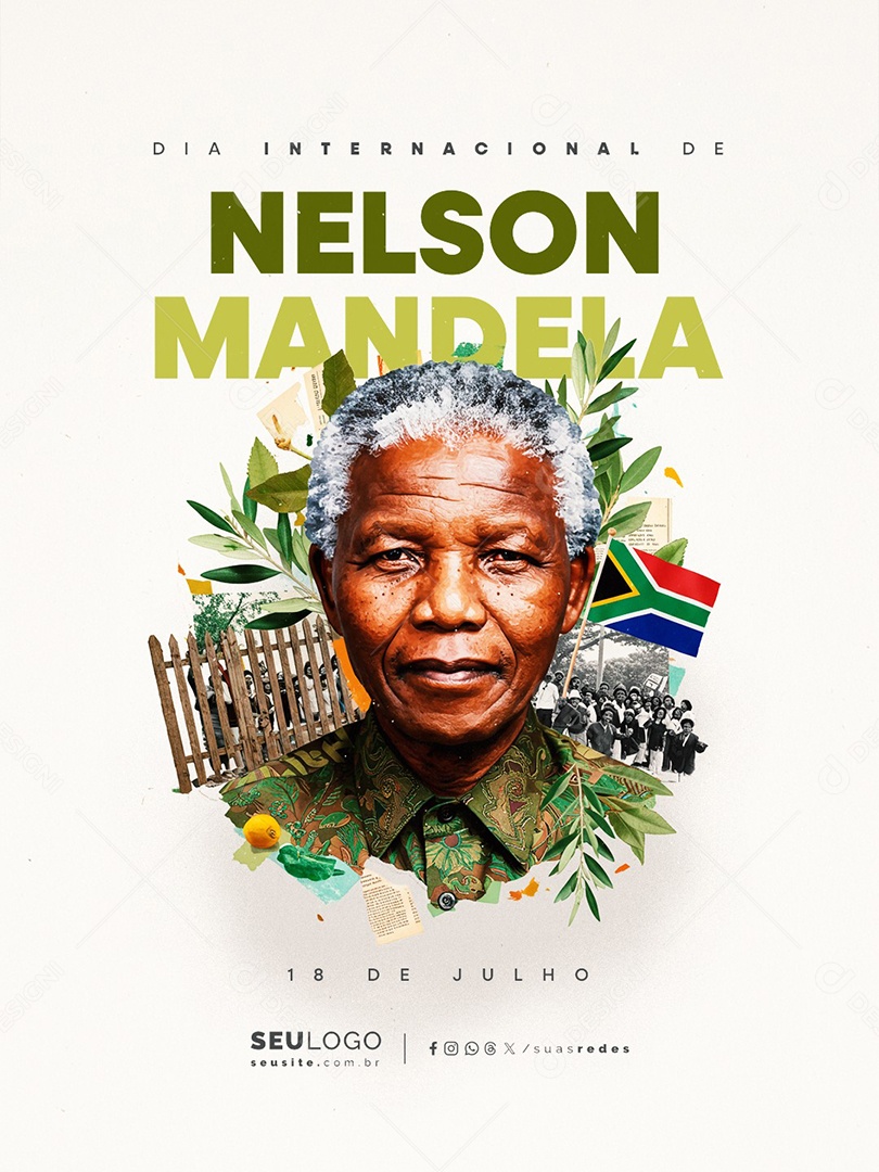Dia Internacional de Nelson Mandela 18 de Julho Social Media PSD Editável
