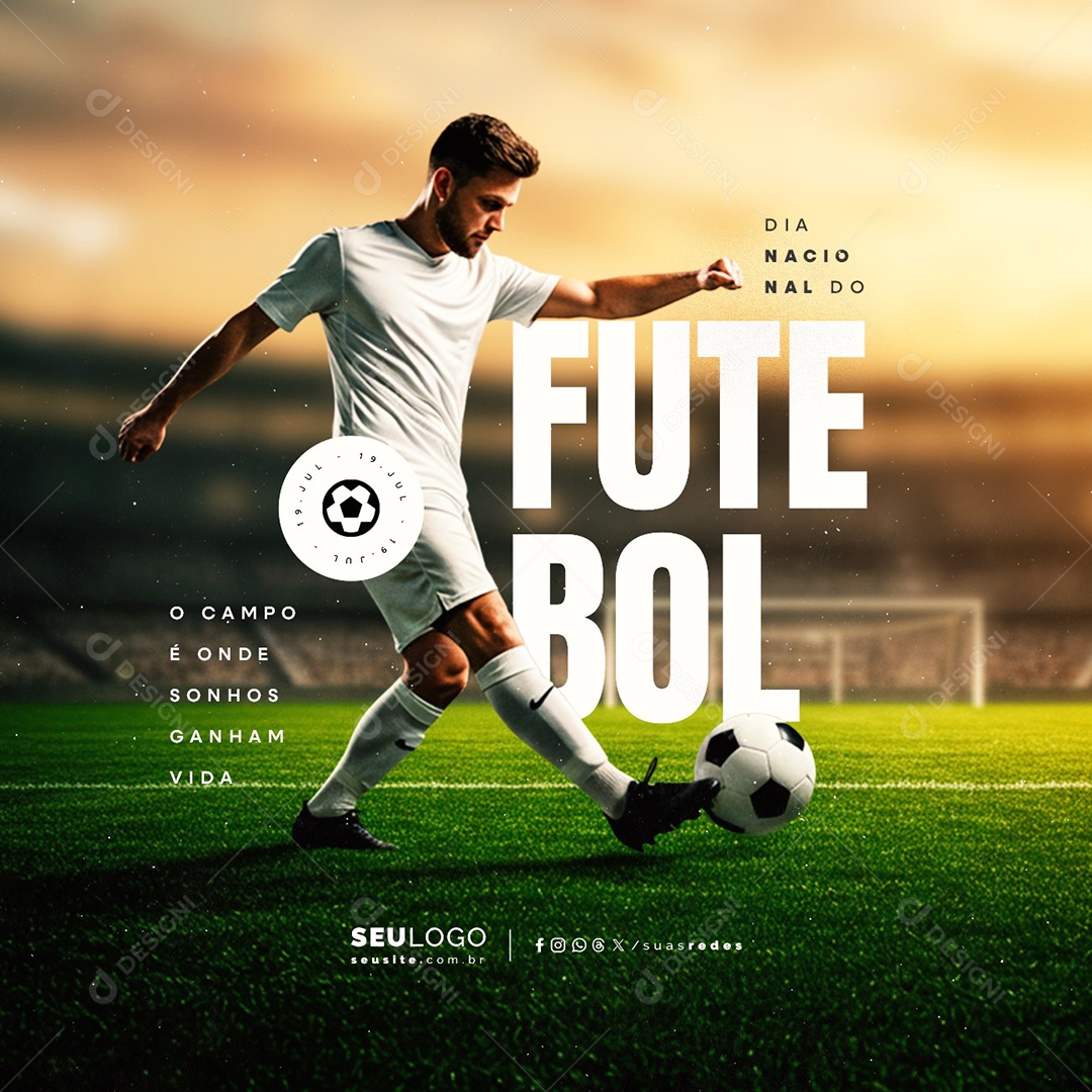 Dia Nacional do Futebol 19 de Julho Social Media PSD Editável