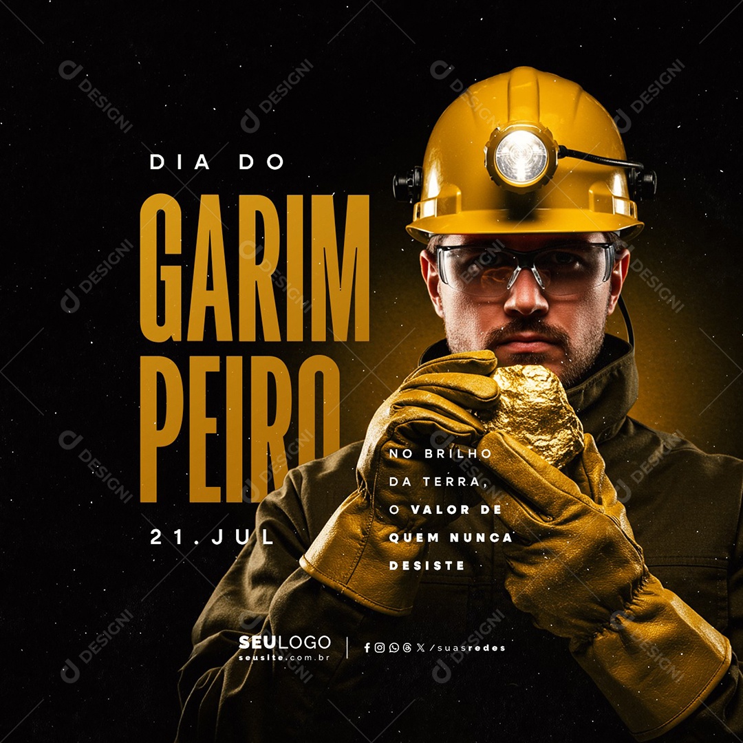 Dia do Garimpeiro 21 de Julho Social Media PSD Editável