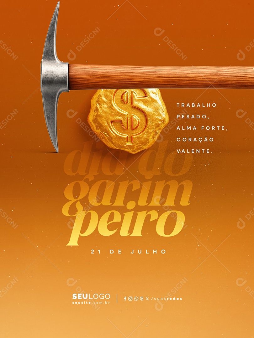 Dia do Garimpeiro 21 de Julho Social Media PSD Editável