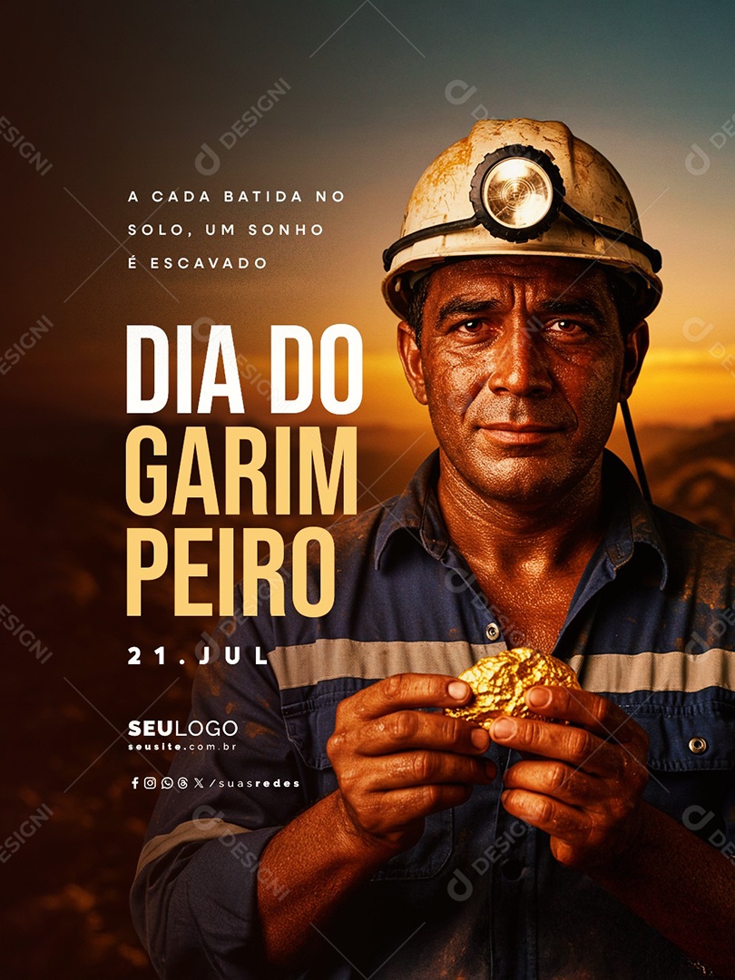 Dia do Garimpeiro 21 de Julho Social Media PSD Editável