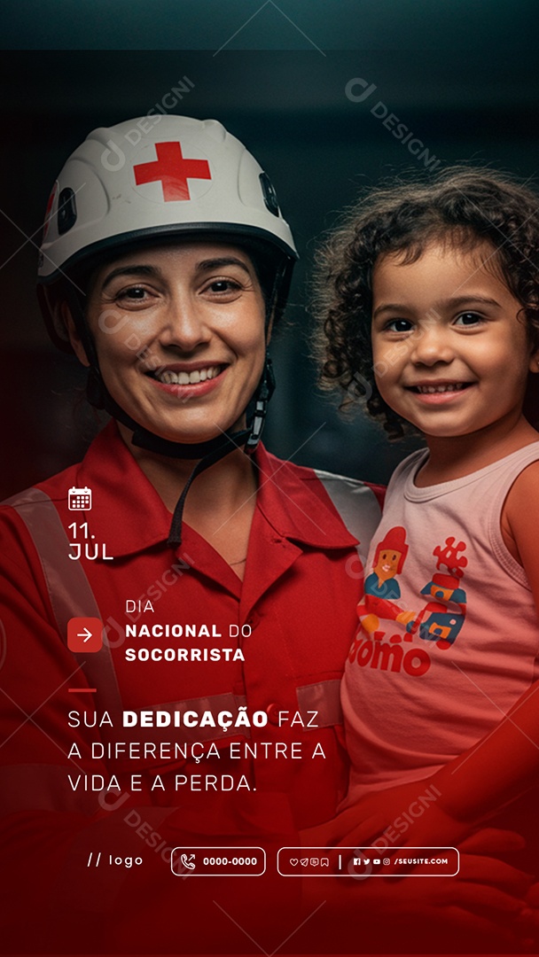 Story Dia Nacional do Socorrista 11 de Julho Social Media PSD Editável