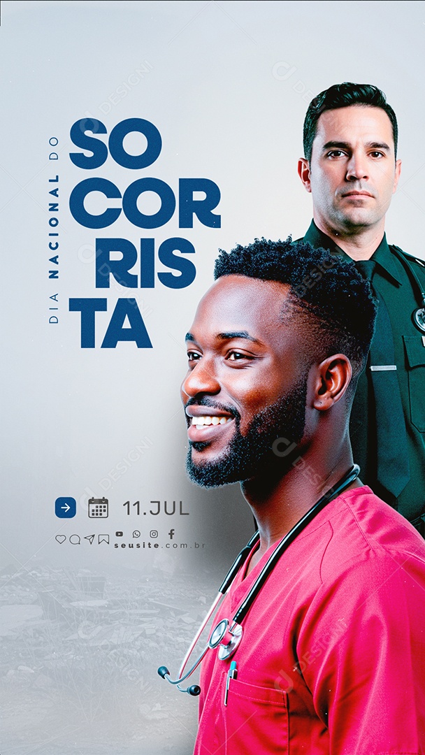 Story Dia Nacional do Socorrista 11 de Julho Social Media PSD Editável