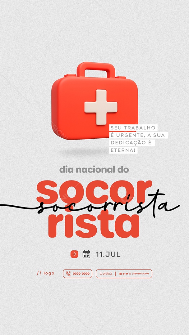 Story Dia Nacional do Socorrista 11 de Julho Social Media PSD Editável