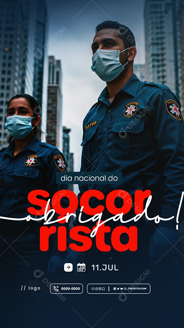 Story Dia Nacional do Socorrista 11 de Julho Obrigado Social Media PSD Editável