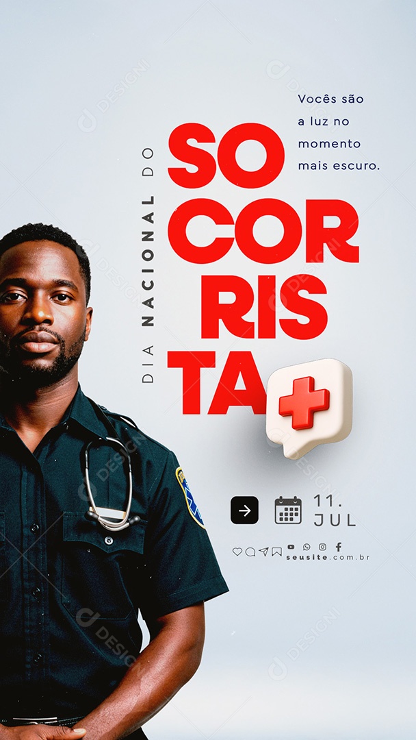 Story Dia Nacional do Socorrista 11 de Julho Social Media PSD Editável