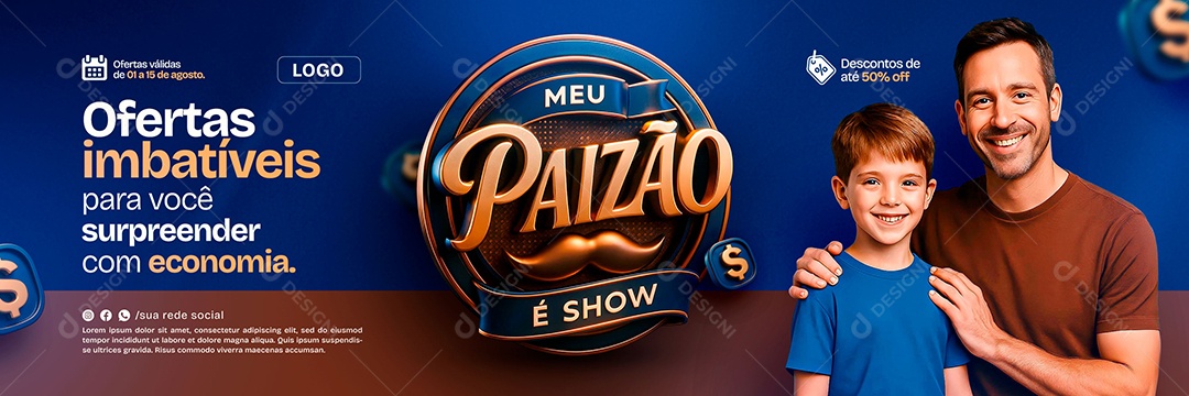 Banner Mês dos Pais Promoções de Bebidas Social Media PSD Editável