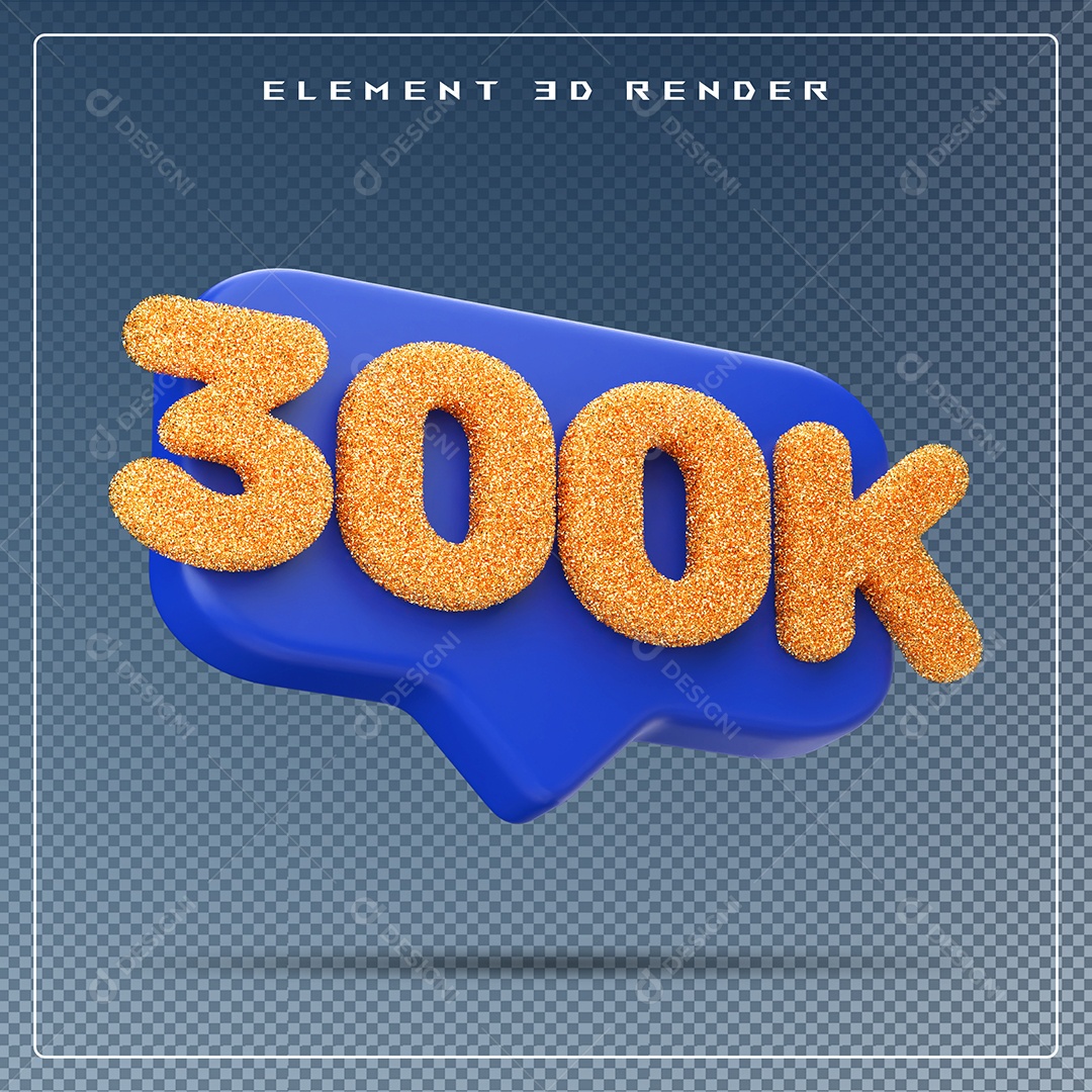 Ícone 3D Azul com 300K de Seguidores Elemento para Composição PSD
