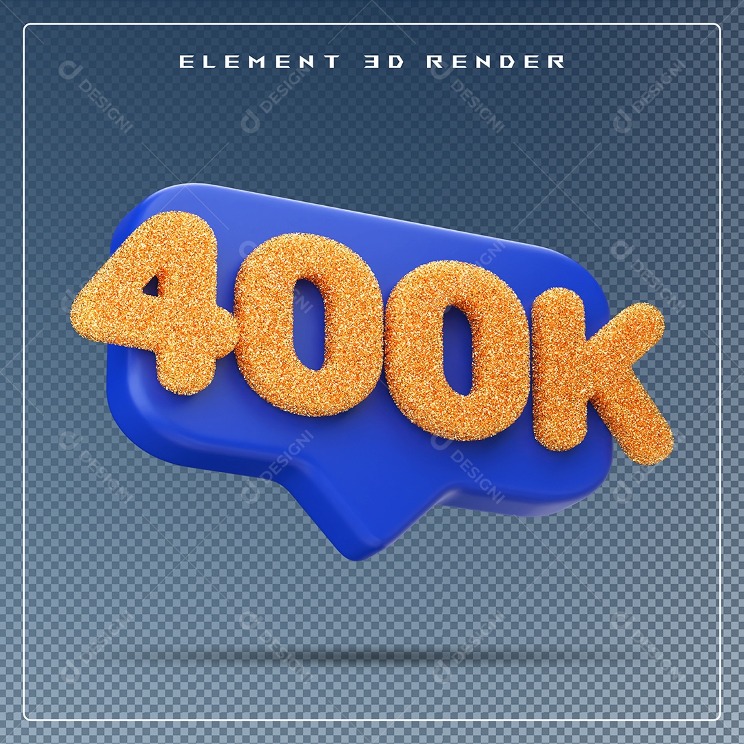 Ícone 3D Azul com 400K de Seguidores Elemento para Composição PSD