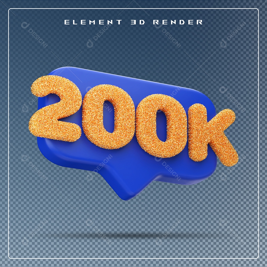 Ícone 3D Azul com 200K de Seguidores Elemento para Composição PSD
