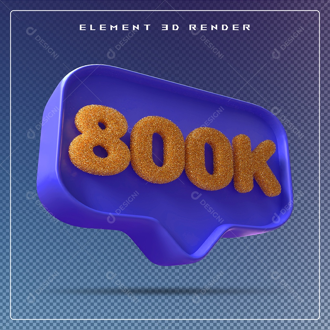 Ícone 3D Azul com 800K de Seguidores Elemento para Composição PSD