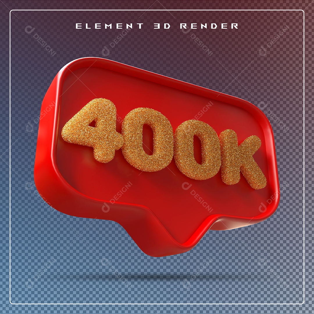 Ícone 3D Vermelho com 400K de Seguidores Elemento para Composição PSD