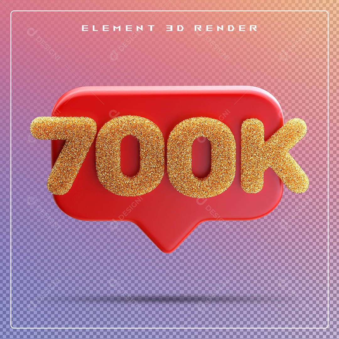 Ícone 3D Vermelho com 700K de Seguidores Elemento para Composição PSD