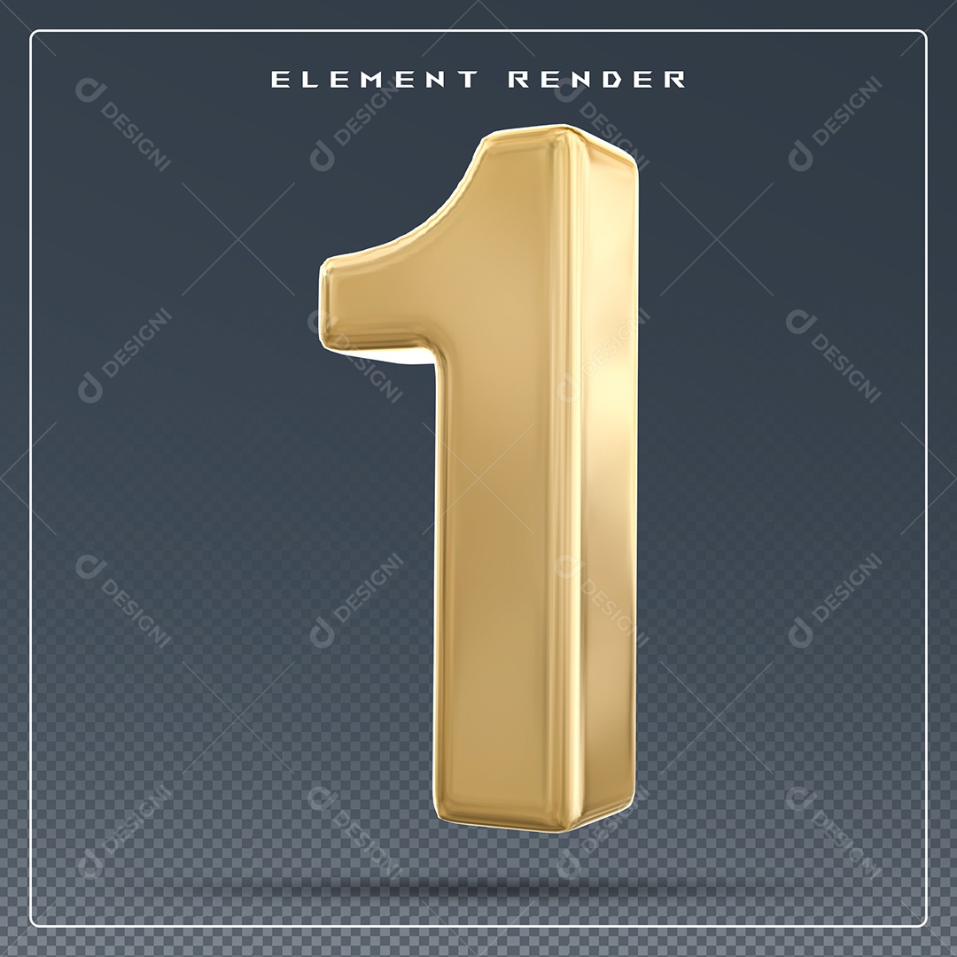 Elemento 3D Número 10 Dourado para Composição PSD