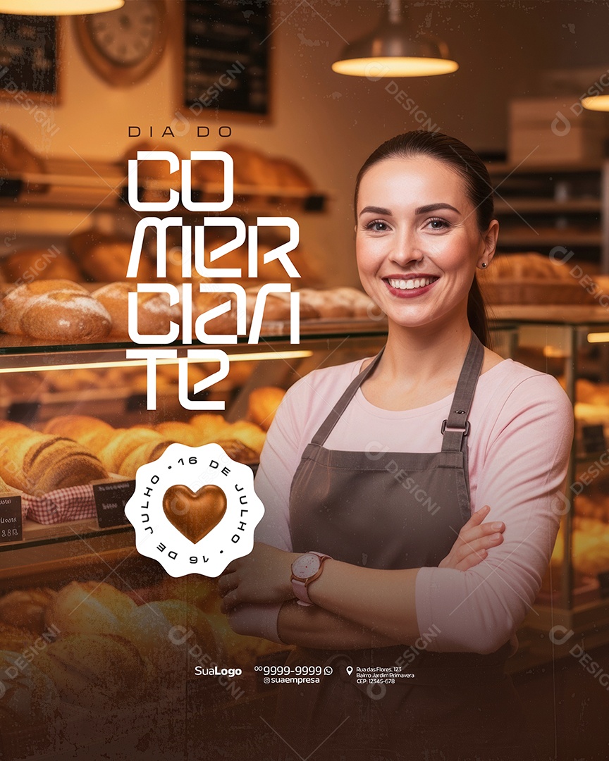 Dia do Comerciante 16 De Julho Social Media PSD Editável