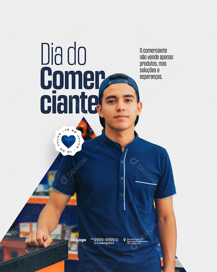 Dia do Comerciante 16 De Julho Social Media PSD Editável