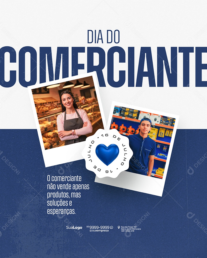 Dia do Comerciante 16 De Julho Social Media PSD Editável