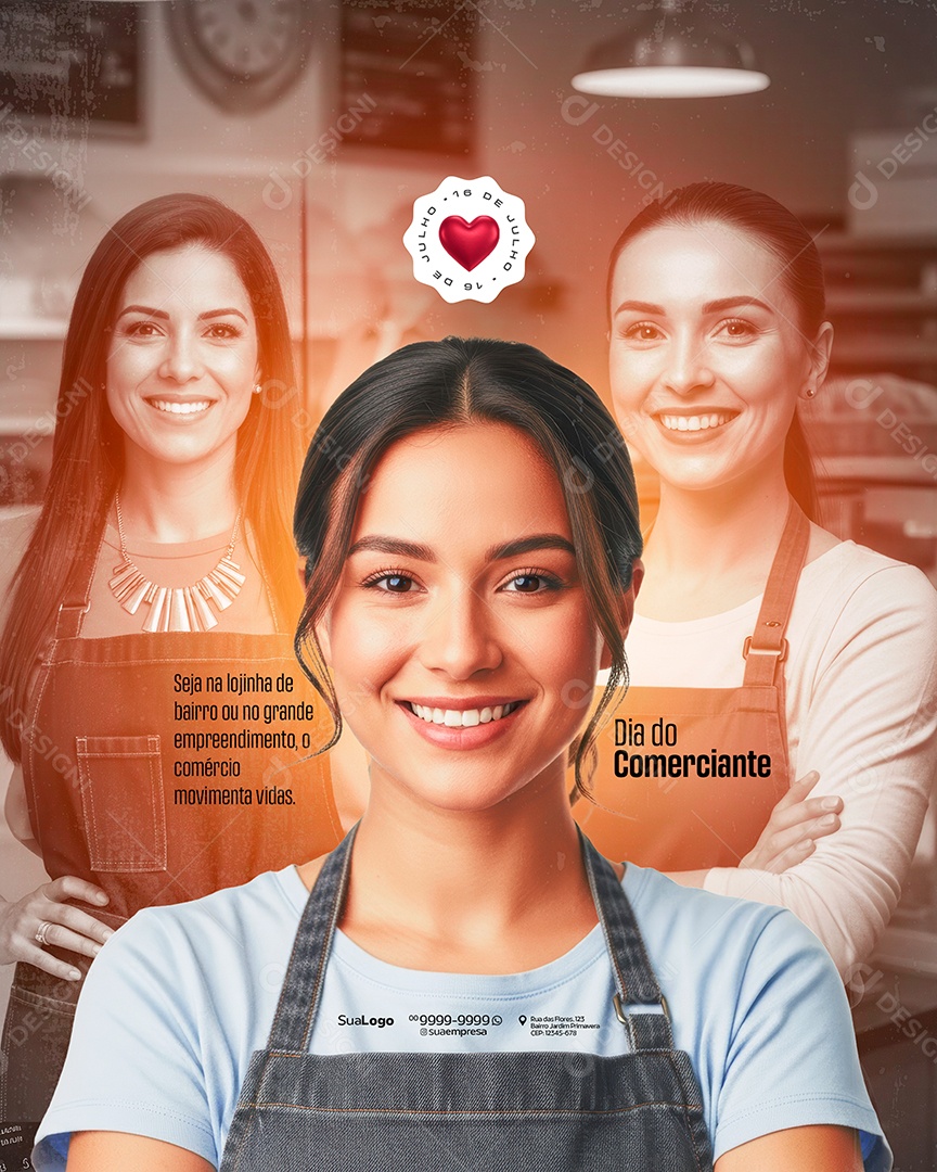 Dia do Comerciante 16 De Julho Social Media PSD Editável