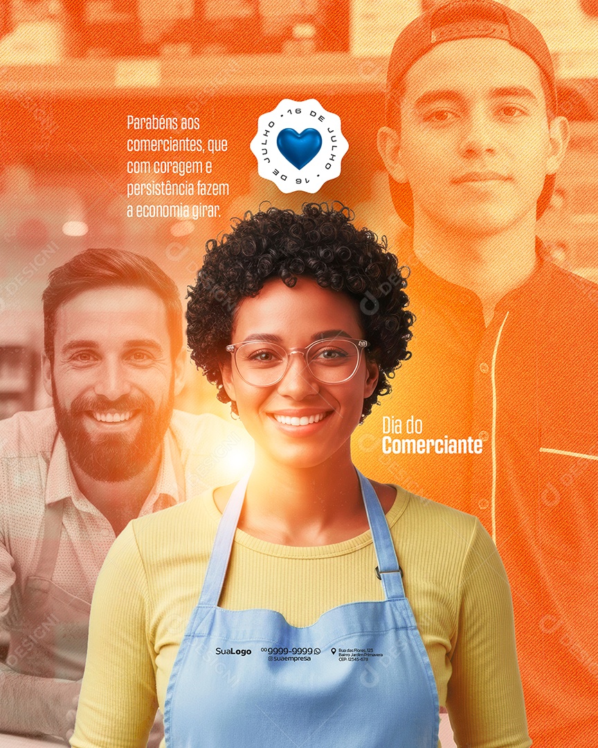 Dia do Comerciante 16 De Julho Social Media PSD Editável
