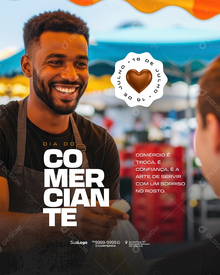 Dia do Comerciante 16 De Julho Social Media PSD Editável