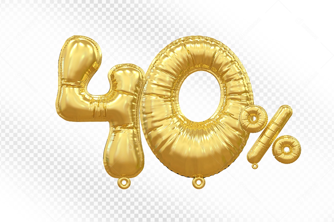 Balão Dourado 40% Desconto Elemento 3D Para Composição PSD