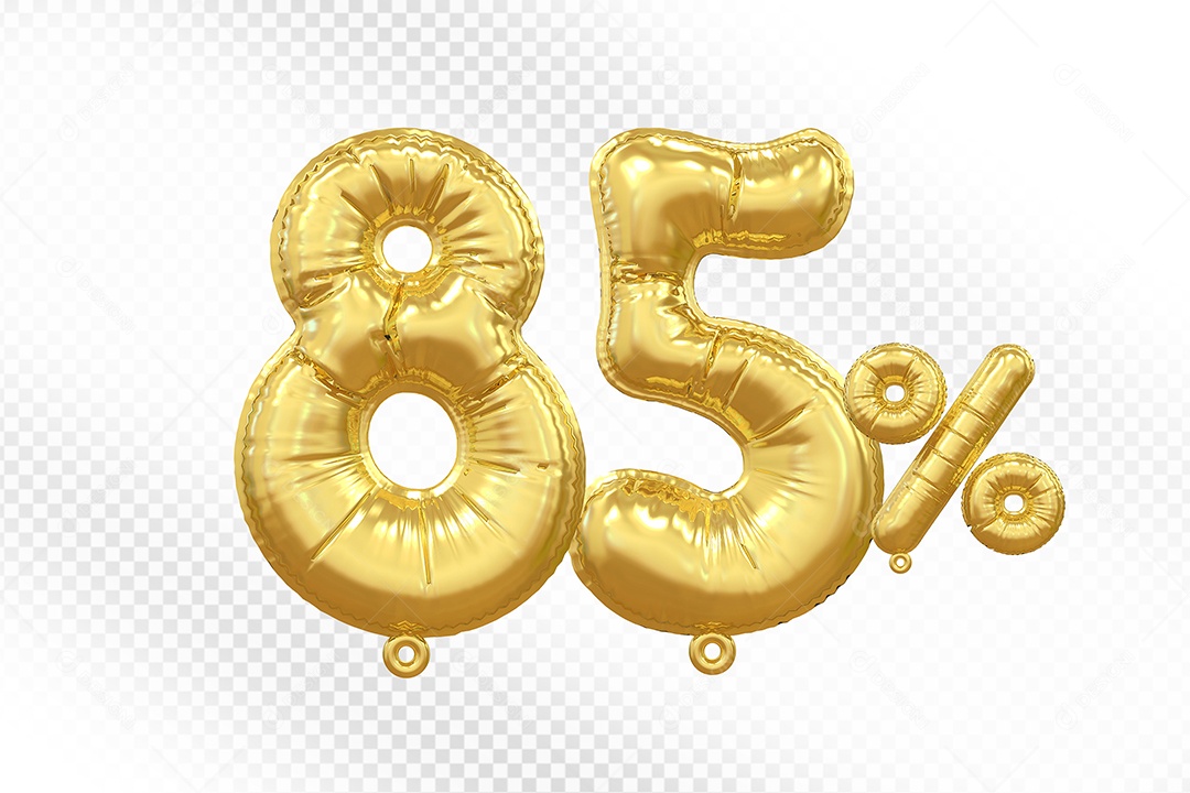 Balão Dourado 85% Desconto Elemento 3D Para Composição PSD