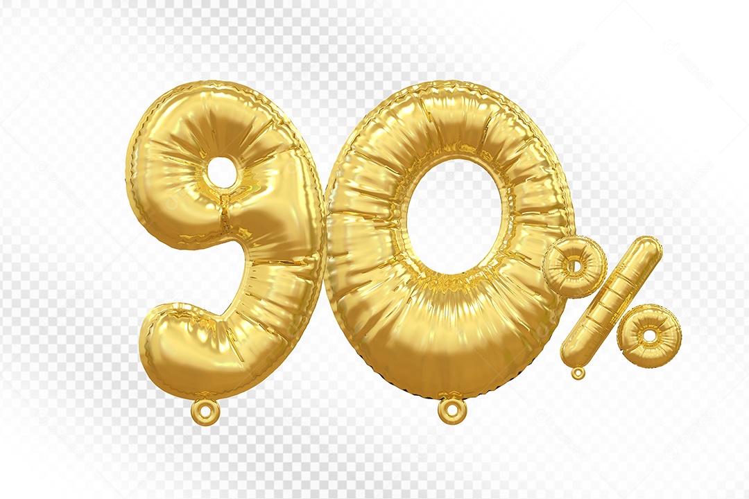 Balão Dourado 90% Desconto Elemento 3D Para Composição PSD