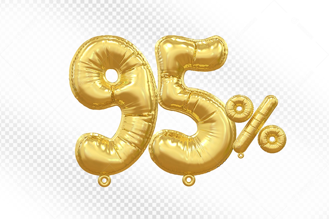 Balão Dourado 95% Desconto Elemento 3D Para Composição PSD