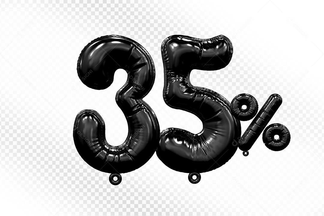 Número 3D 35% Preto Para Composição PSD