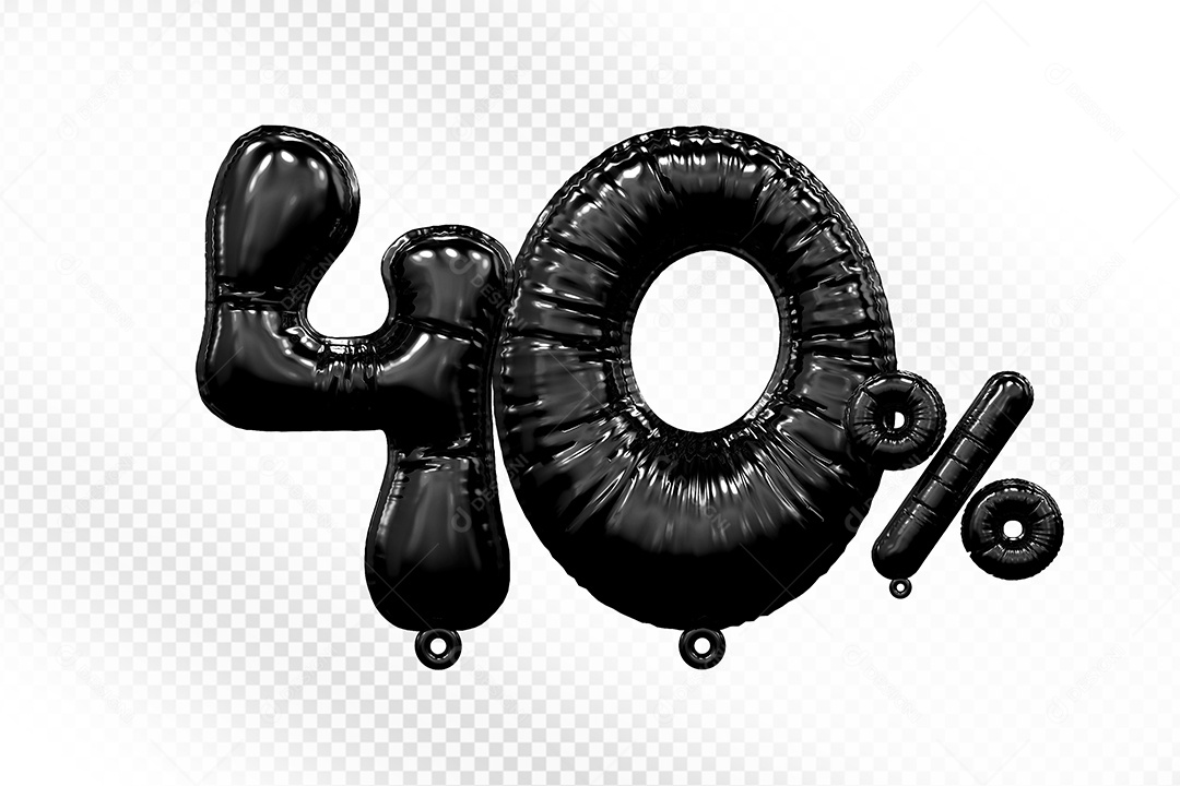 Número 3D 40% Preto Para Composição PSD
