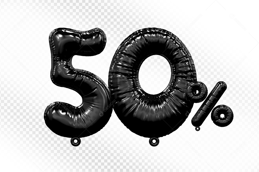 Número 3D 50% Preto Para Composição PSD