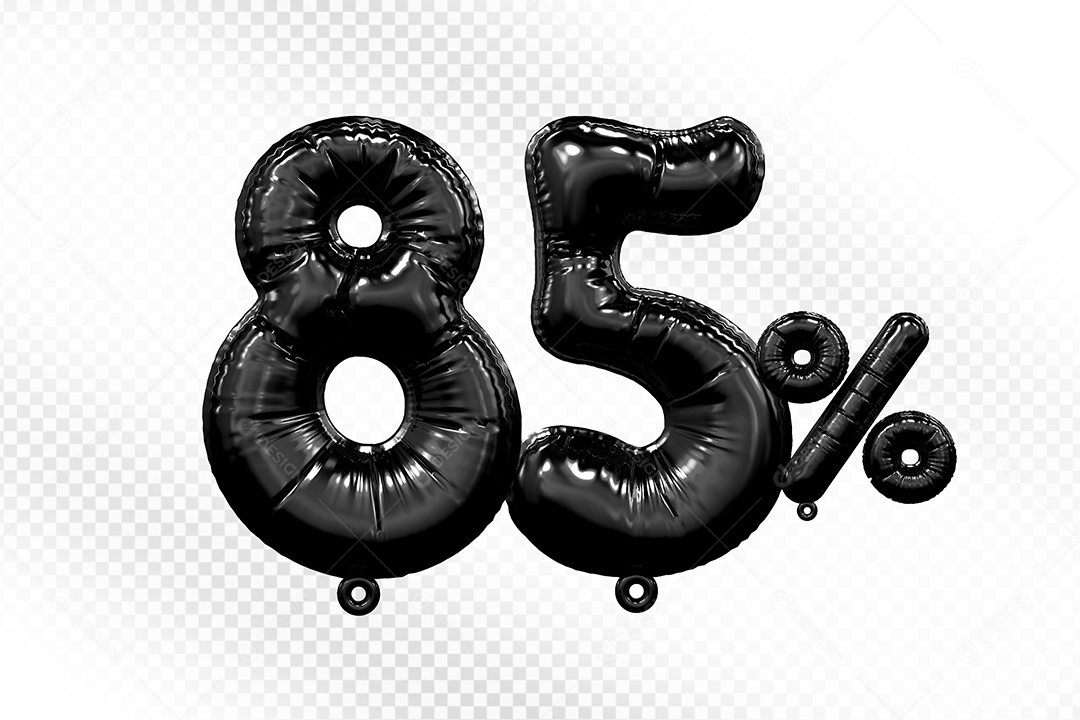 Número 3D 85% Preto Para Composição PSD