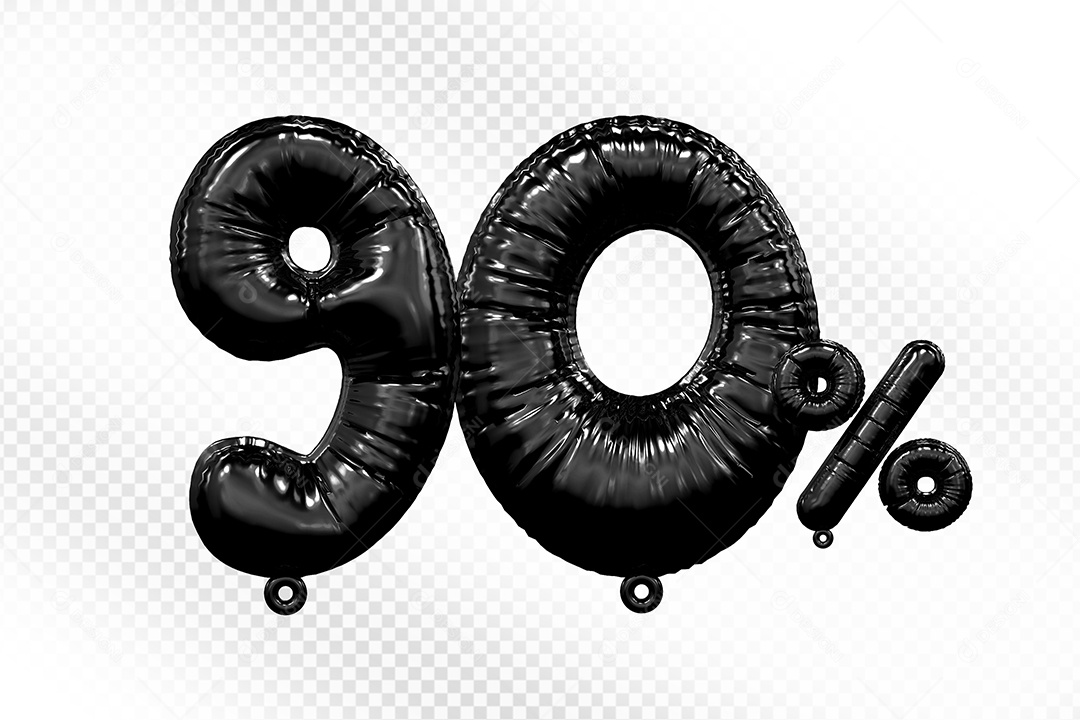 Balão Preto 90% Desconto Elemento 3D Para Composição PSD
