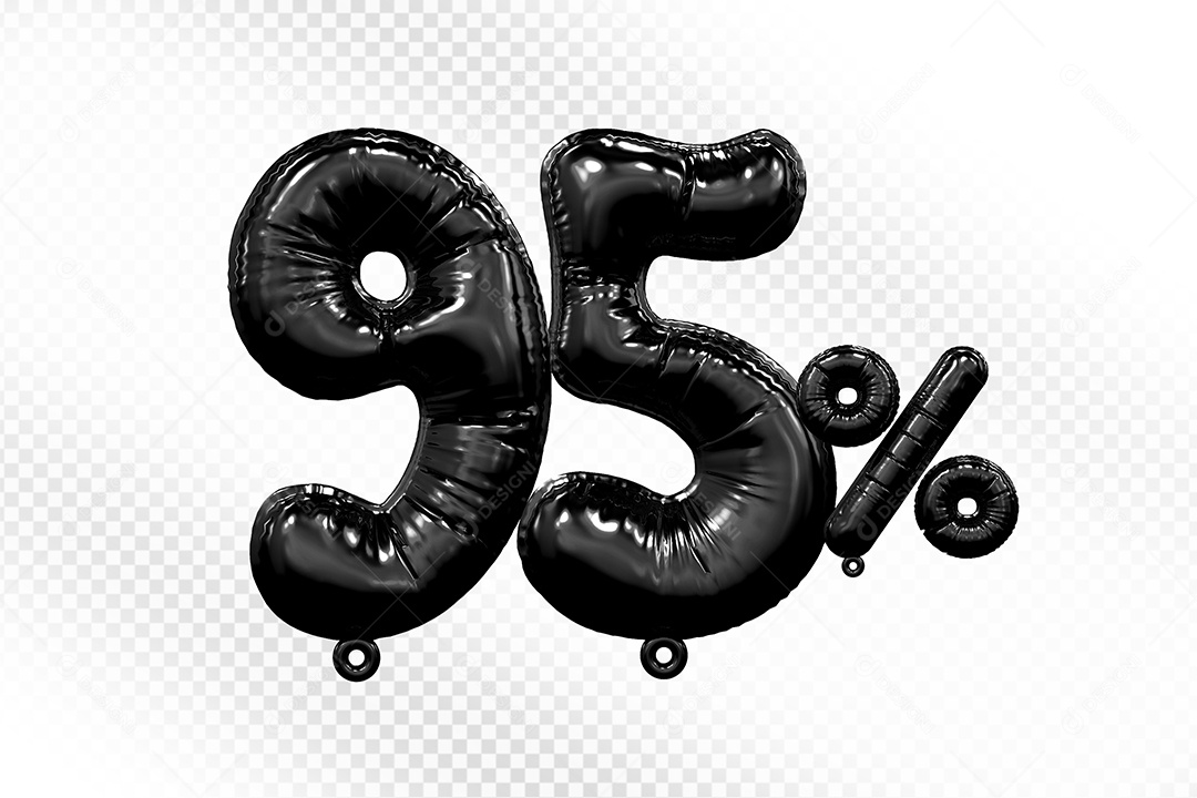 Número 3D 95% Preto Para Composição PSD