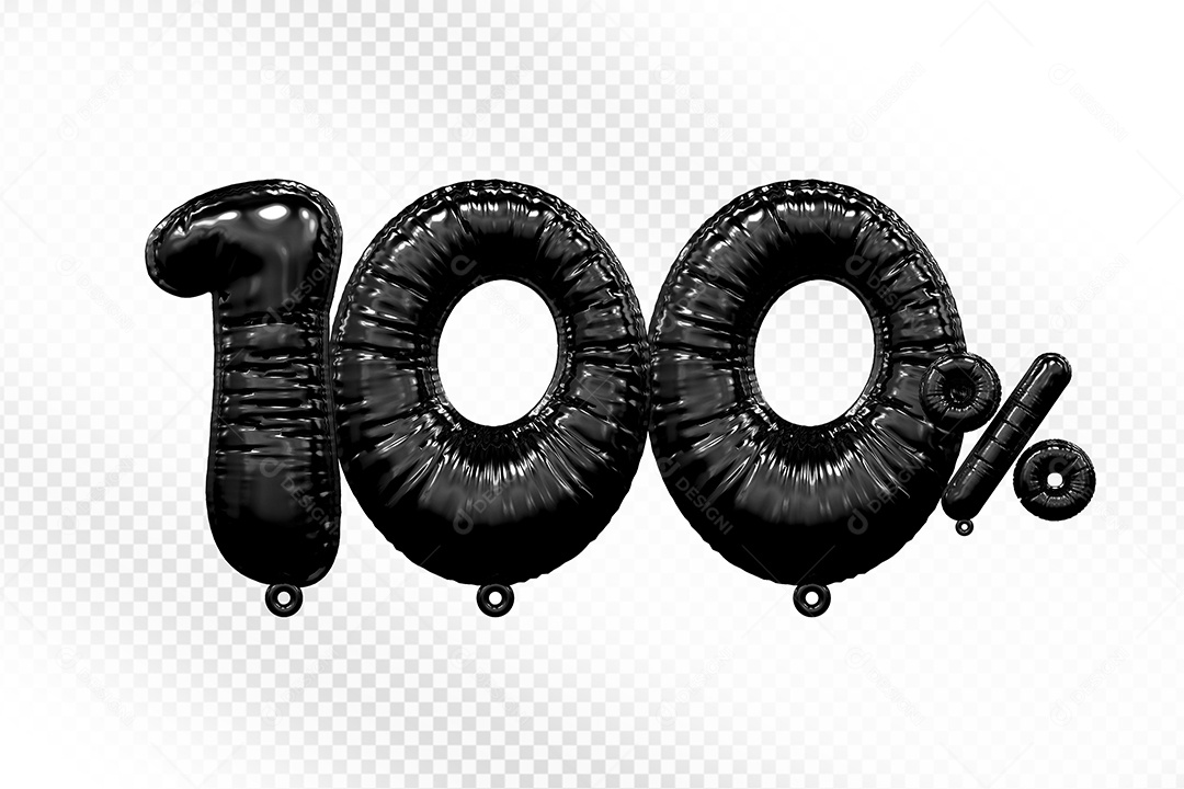 Número 3D 100% Preto Para Composição PSD