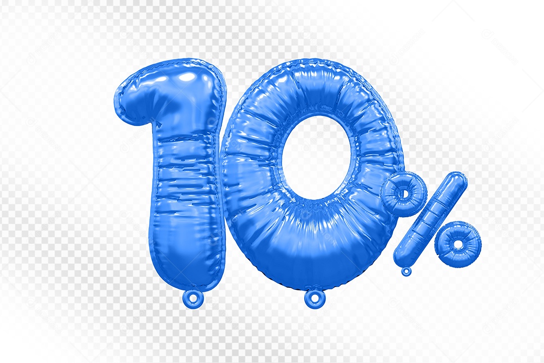 Balão Azul 10% Desconto Elemento 3D Para Composição PSD