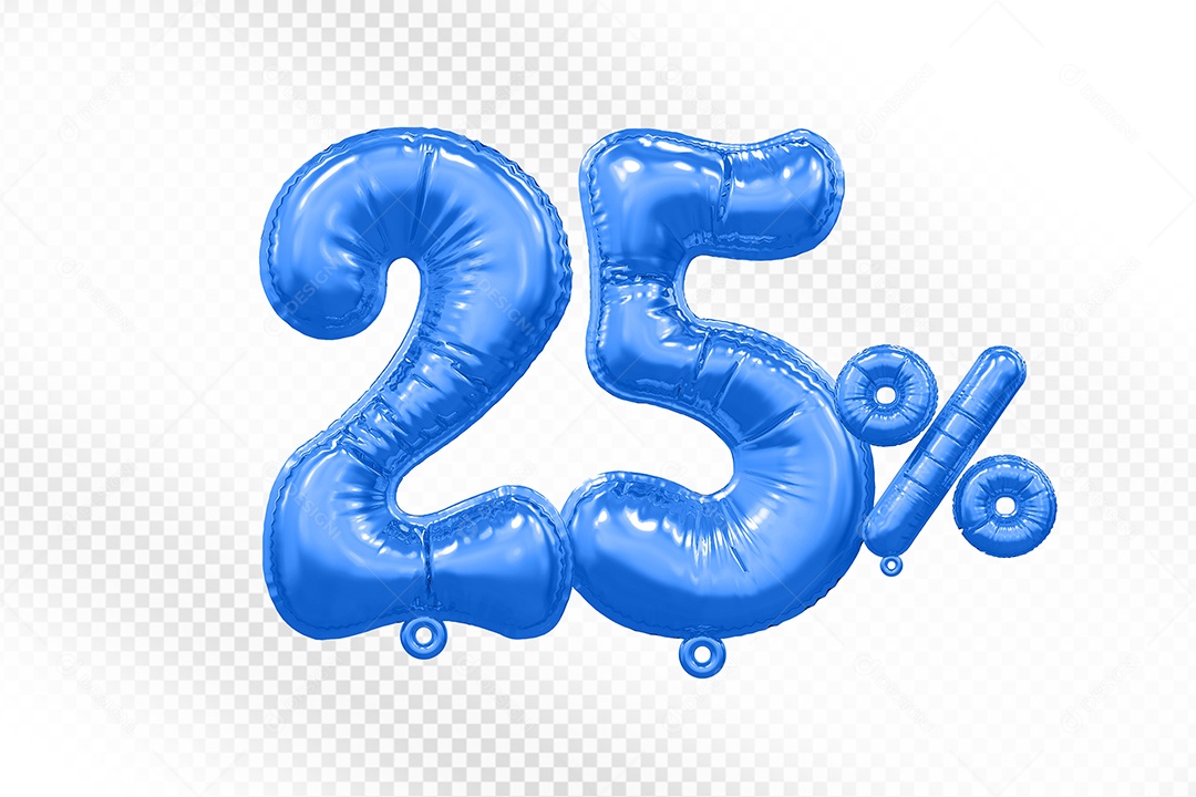 Balão Azul 25% Desconto Elemento 3D Para Composição PSD