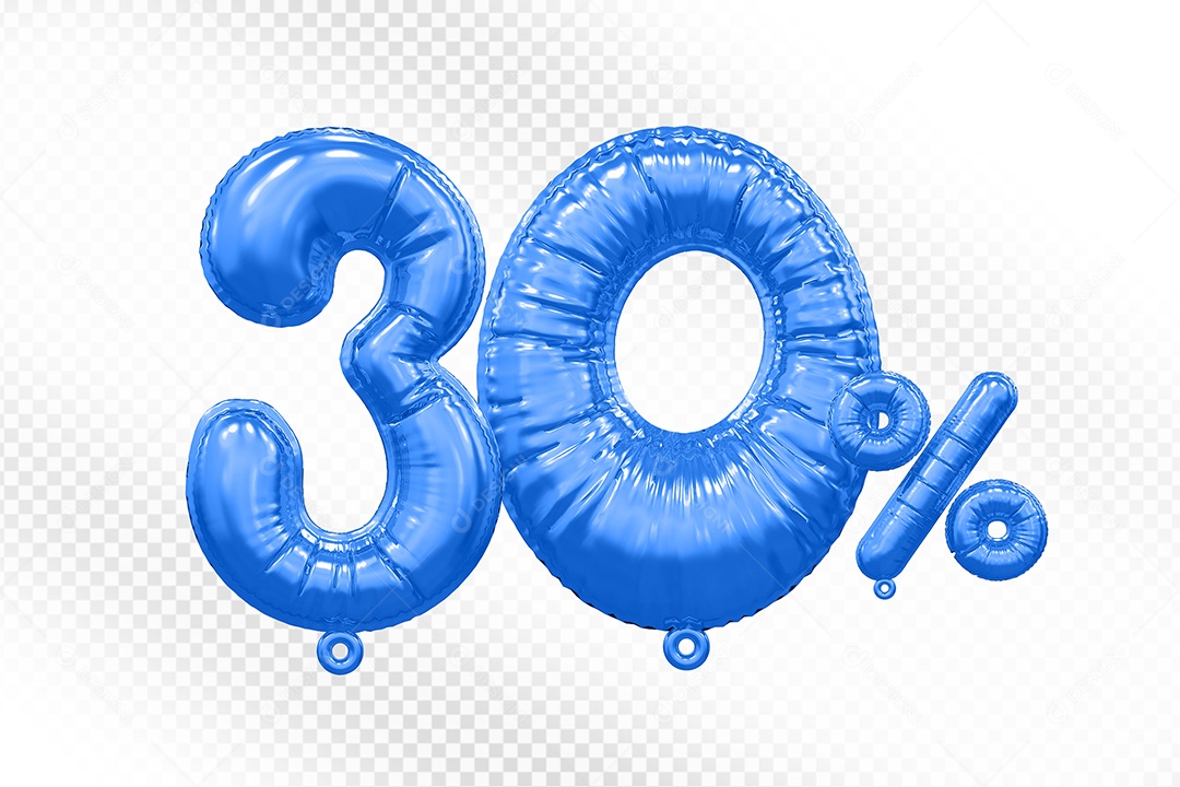 Balão Azul 30% Desconto Elemento 3D Para Composição PSD