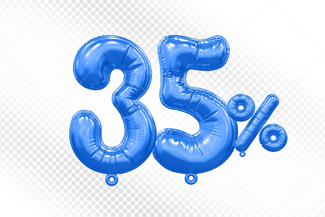 Balão Azul 35% Desconto Elemento 3D Para Composição PSD