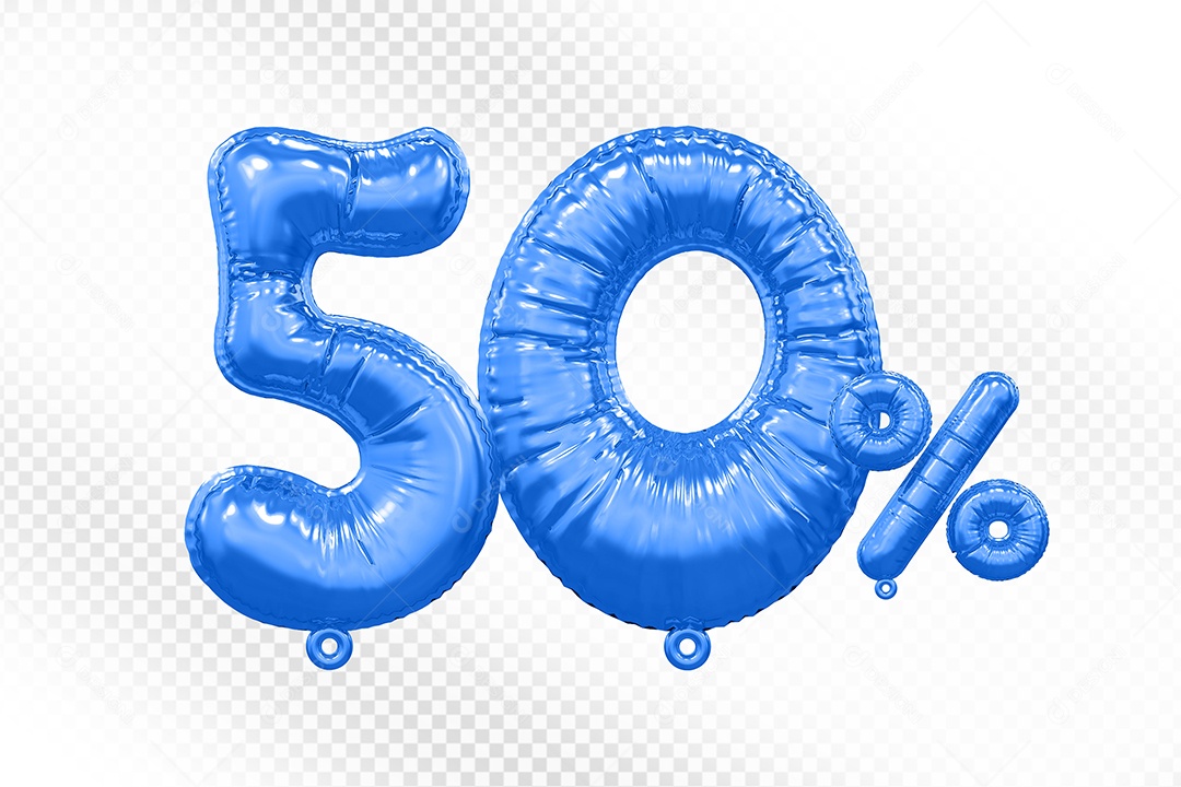 Balão Azul 50% Desconto Elemento 3D Para Composição PSD