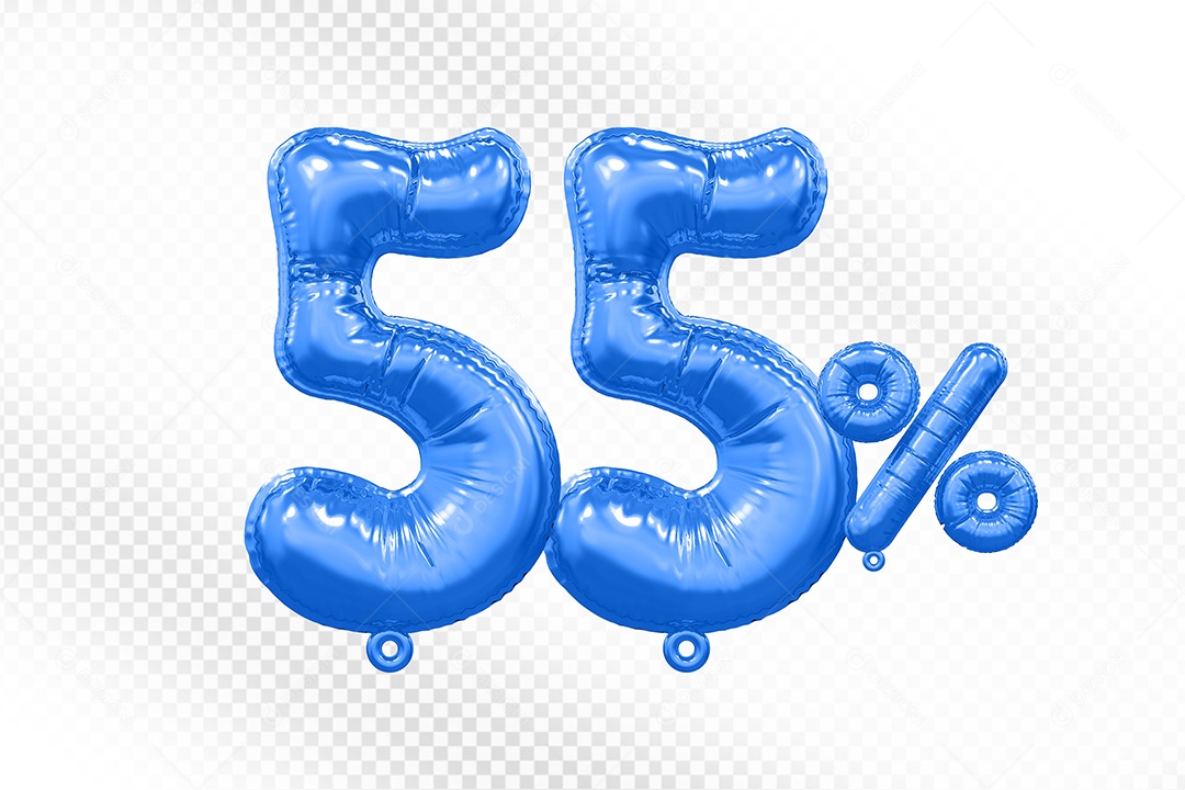 Balão Azul 55% Desconto Elemento 3D Para Composição PSD