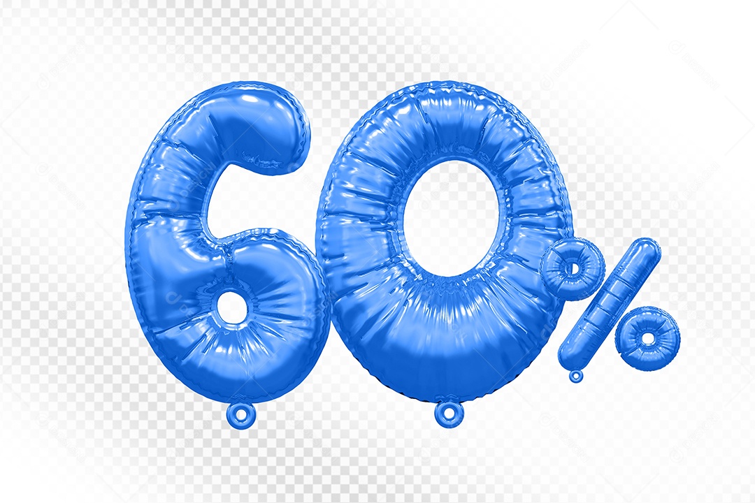 Balão Azul 60% Desconto Elemento 3D Para Composição PSD