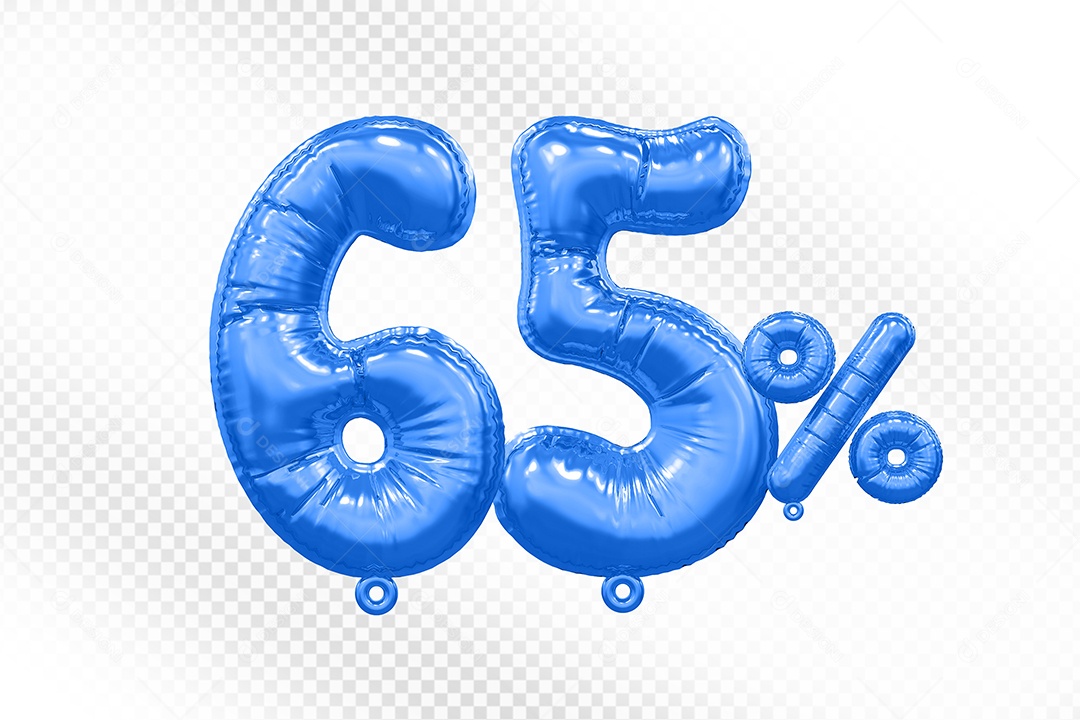 Balão Azul 65% Desconto Elemento 3D Para Composição PSD