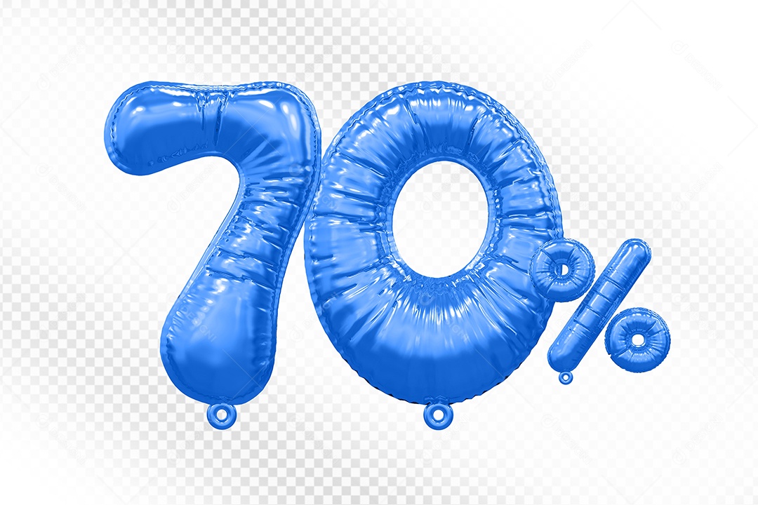 Balão Azul 70% Desconto Elemento 3D Para Composição PSD