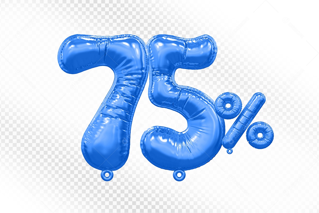 Balão Azul 75% Desconto Elemento 3D Para Composição PSD