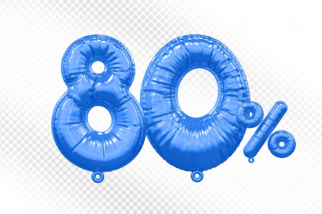 Balão Azul 80% Desconto Elemento 3D Para Composição PSD