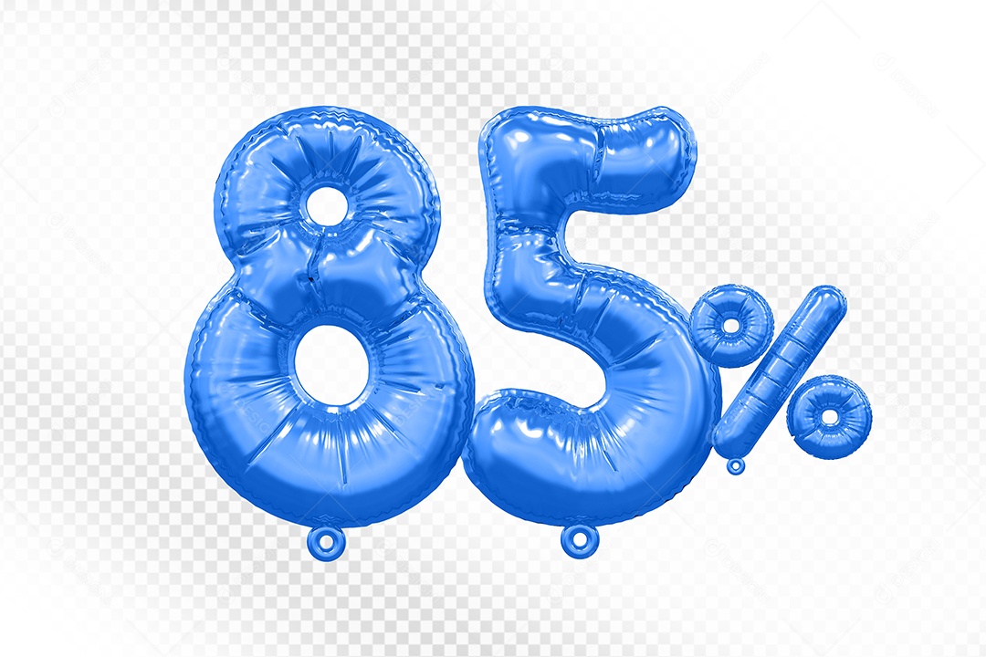 Balão Azul 85% Desconto Elemento 3D Para Composição PSD