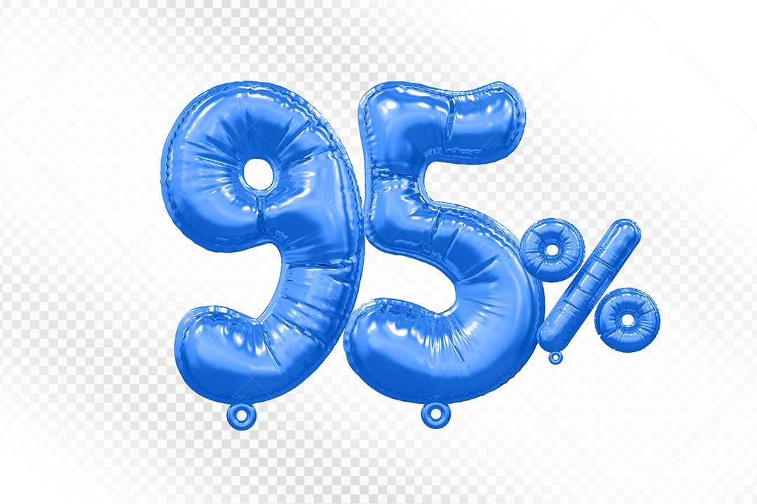 Balão Azul 95% Desconto Elemento 3D Para Composição PSD