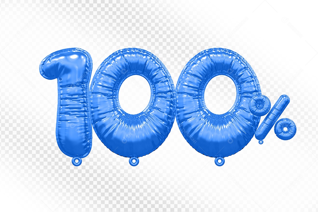 Balão Azul 100% Desconto Elemento 3D Para Composição PSD