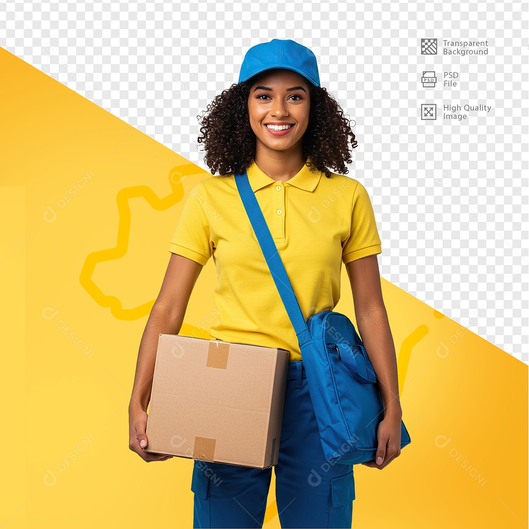 Mulher Com Roupa de Carteiro Para Composição PSD